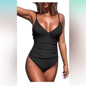 NEW CUPSHE 1 Piece Swimsuit Tummy Control V Neck Bathing Suit S 4/6